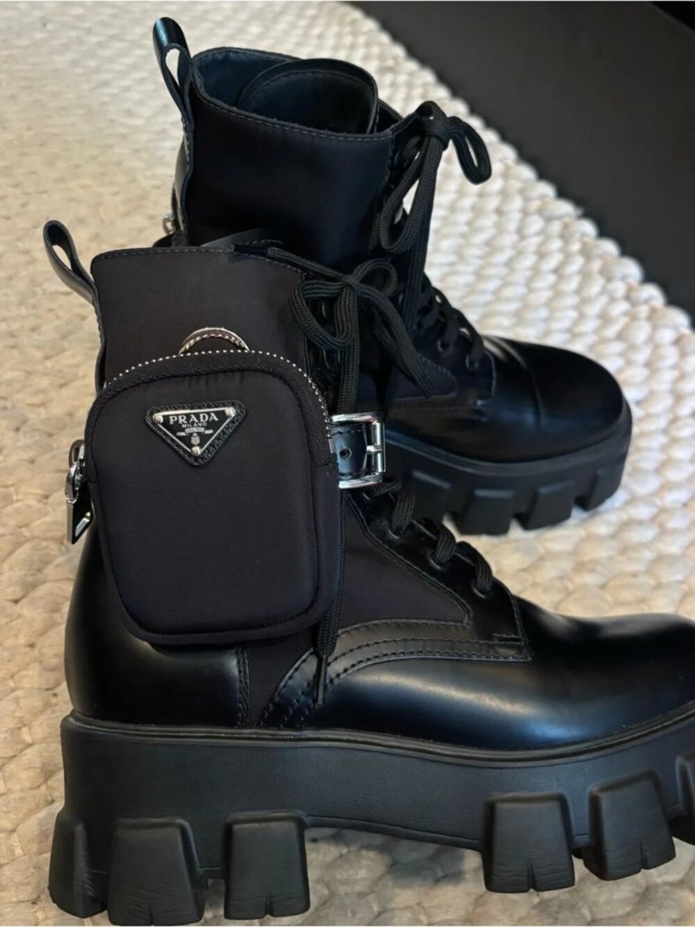 Prada combat Boot W. pouches Size 38